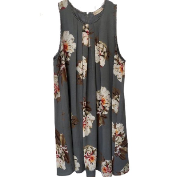 Altar'd State Grey Floral Swing Dress EUC - M - Picture 1 of 7